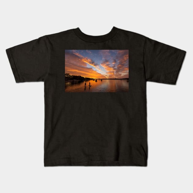 Paddling Into Sunset, Sunshine Coast Kids T-Shirt by AndrewGoodall